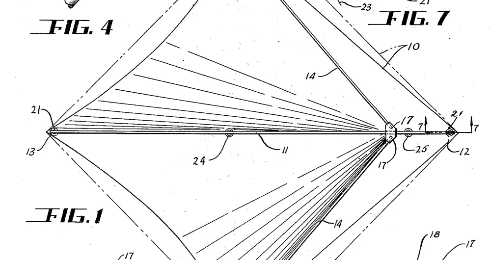 Close-up of G. D. Wanner's 1951 bi-conical kite patent.