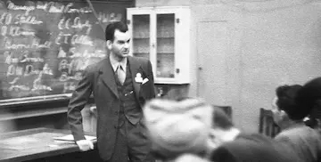 Rogallo in 1949. We have no information on who he is addressing.