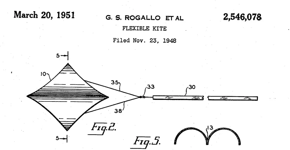 Rogallo's second patent,the first for a "Flexible Kite".