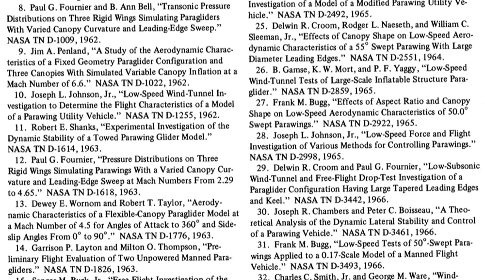 Some of the 102 references given by Rogallo in his 1972 presentation.