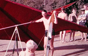John Dickenson getting ready to fly his wing.