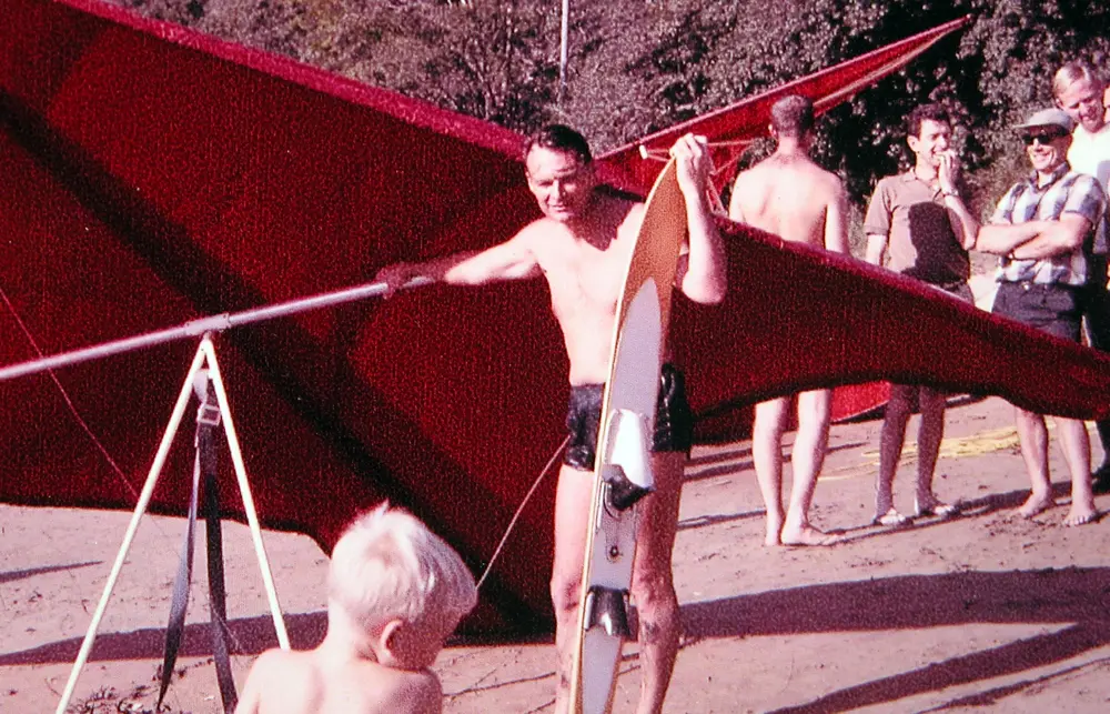 John Dickenson getting ready to fly his wing.