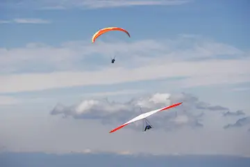 The modern hang glider and paraglider today.